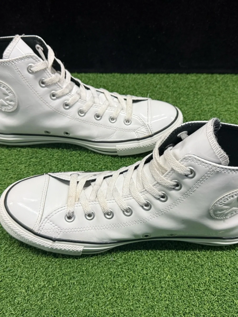 Converse Chuck Taylor Patent Leather White High Top Mens 9.5 Womens 11.5 - Picture 16 of 16